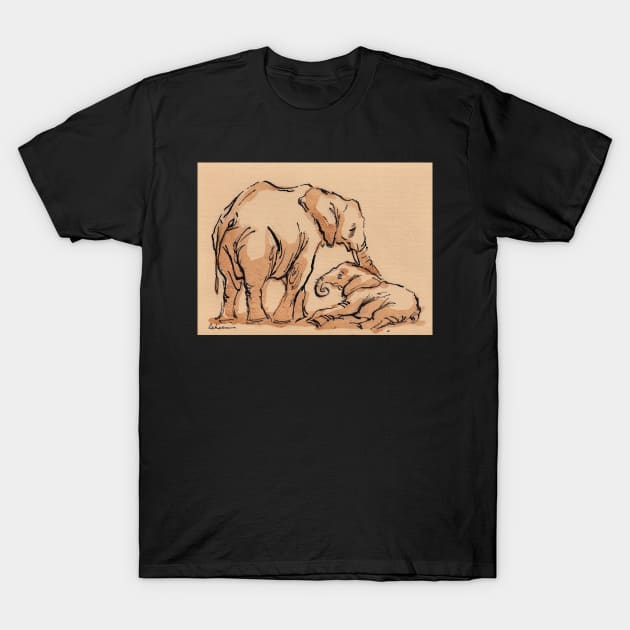 Big Love: Elephant Watercolor Painting #5 T-Shirt by tranquilwaters